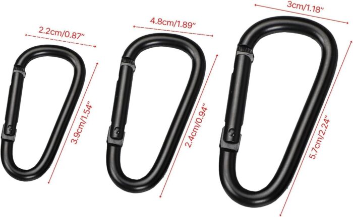 4Pcs Black Small Carabiner Clips Aluminum Alloy Spring Snap Hooks Mountaineering Buckle Outdoor Camping D Rings Clip Hook D Rings Clip Hook Mini Keychain Carabiner Outdoor Gear Accessories - Image 4