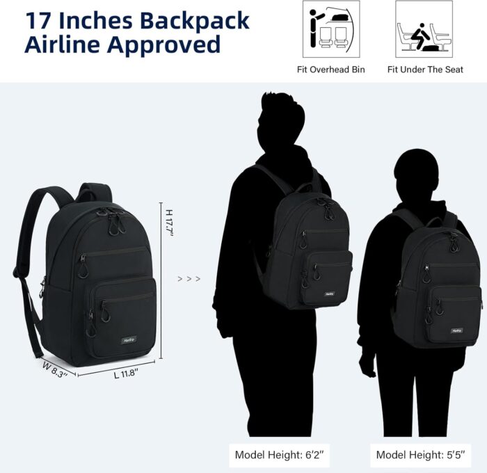 Travel Backpack for Women Men, 28L Lightweight Backpacks for Gym Nurse Work, Airplane Approved Carry On Personal Item Daypack Bookbag with 11 Pockets (Black) - Image 2