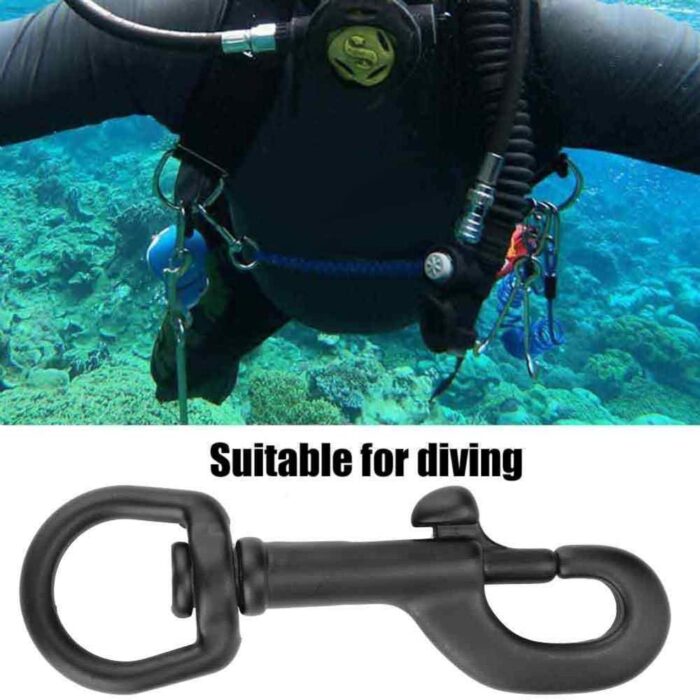 Vbestlife Scuba Diving Clips, Stainless Steel Swivel Eye Snap Hook Dive Single Ended Swivel Eye Bolt Hook Buckle Dog Clip Gear Equipment for Underwater Scuba Diving(Black 90mm) Scuba Small Bolt snap - Image 3