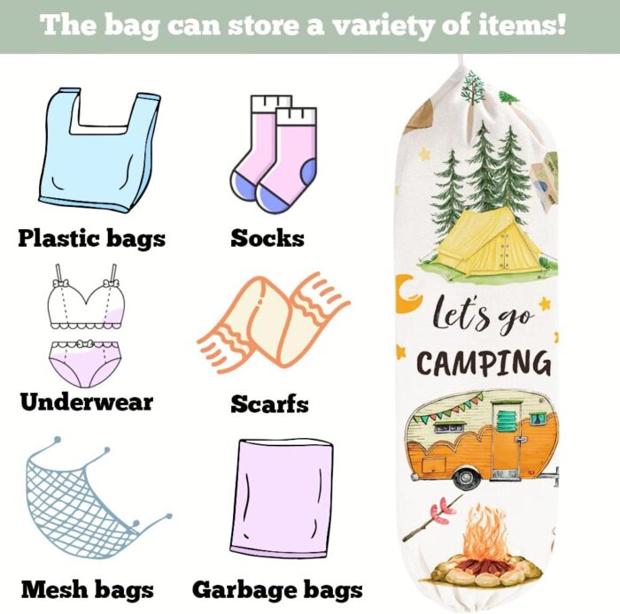 2Pcs Camper Decor Plastic Bag Holder for Camping RV Decor, Reusable Hanging Grocery Bag Organizer, Washable Large Grocery Trash Bags Storage Dispenser, Camper Rv Trailer Accessories for Inside - Image 5
