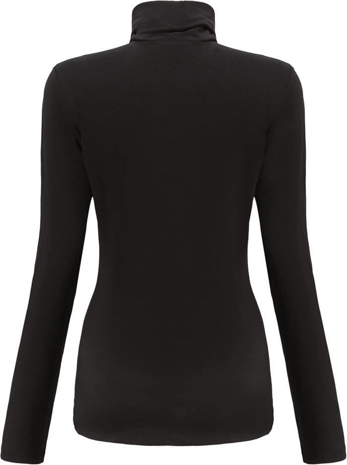 SSLR-Thermal-Shirts for-Women-Turtleneck Long Sleeve Tops Fleece Lined Winter Slim Fitted Mock Neck Base Layer - Image 2