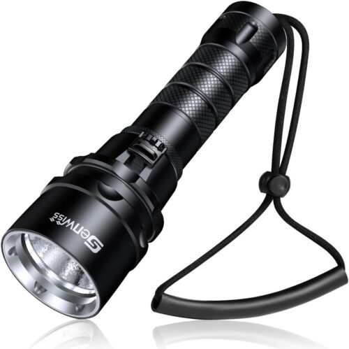 Scuba Diving Flashlight Dive Torch 2000 Lumen Waterproof Underwater XM-L2 LED Submarine Lights Holder with Charger for Under Water Deep Sea Cave at Night