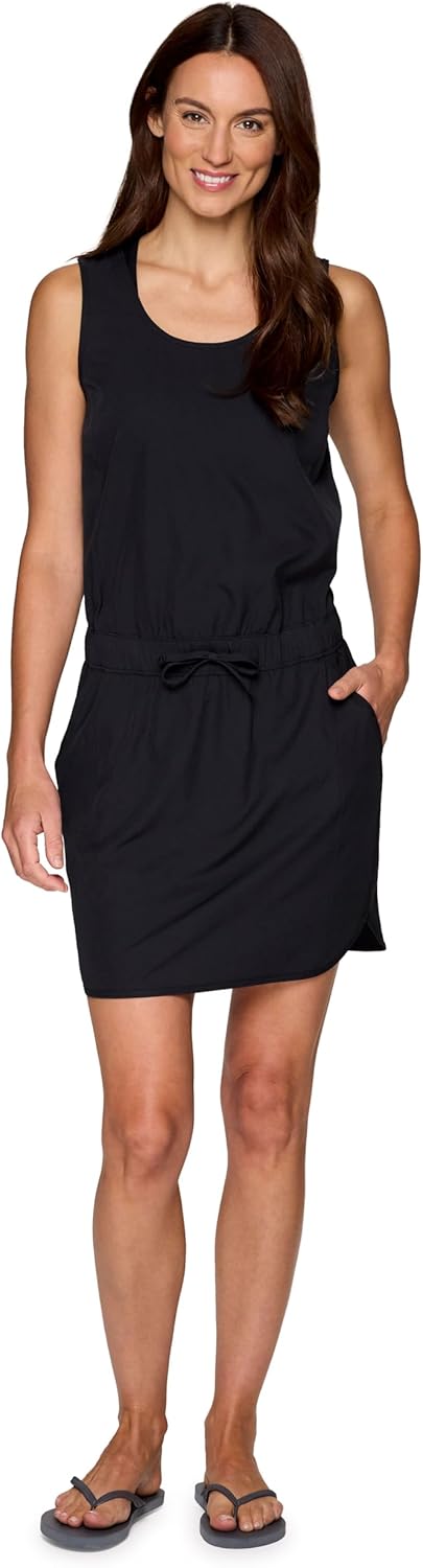 Avalanche Women's Tank Dress, Quick Drying Stretch Woven Hiking Beach Dress Tunic with Drawstring Waistband and Pockets