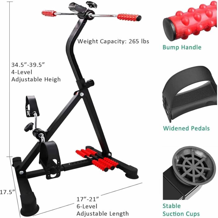 Pedal Exerciser Bike Hand Arm Leg and Knee Peddler Adjustable Fitness Equipment for Seniors, Elderly Home Dual Pedal Exercise Bike for Total Body - Great Gift for Elderly Rehab - Image 2