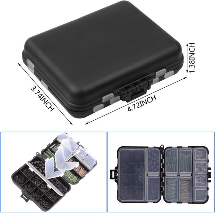 Carp Fishing Tackle Box Kit - 320pcs Fishing Kit Including Swivels, Hooks, Anti-Tangle Sleeves, Beads, Hook Stops, Boilie Bait, Screw Leader Rigging, Terminal Tackle - Image 6