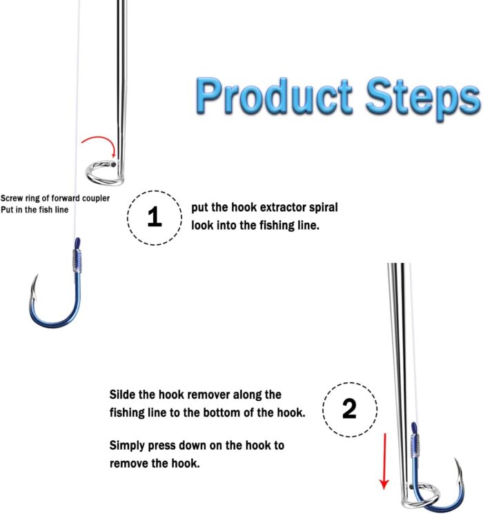 Fish Hook Remover Tool, Fishing Hook Quick Removal Descending Device, Fishing Gear Security Equipment Kits for Adult, Hook Extractor Accessories Detacher Tools with 4PCS Storage Tube - Image 6