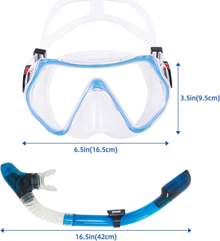 Diving Snorkle, Mask Set Adult,Anti-Fog Panoramic View Mask Scuba Gear,Goggles Swimming Adult for Snorkeling Scuba Diving Swimming Travel Size - Image 6
