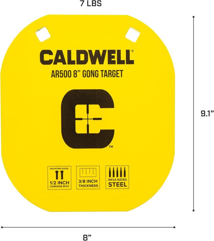 Caldwell High Caliber AR500 Steel Targets 3/8 Inch Thickness, Rifle Rated for Precision Shooting and Target Practice with Hanging Options (Sold Separately) - Image 3
