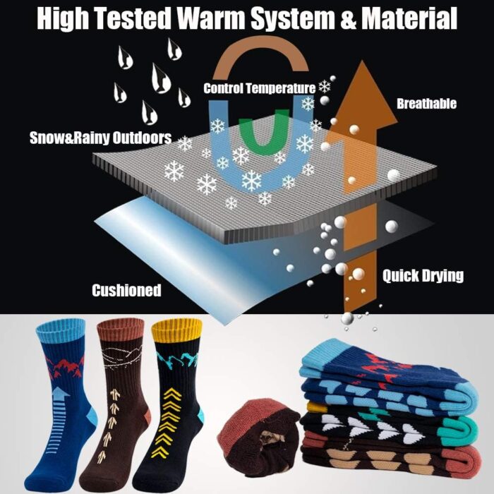 Time May Tell Mens Hiking Socks Moisture Wicking Cushion Crew Socks for Terkking,Outdoor Sports,Performance 2/4 Pack - Image 5