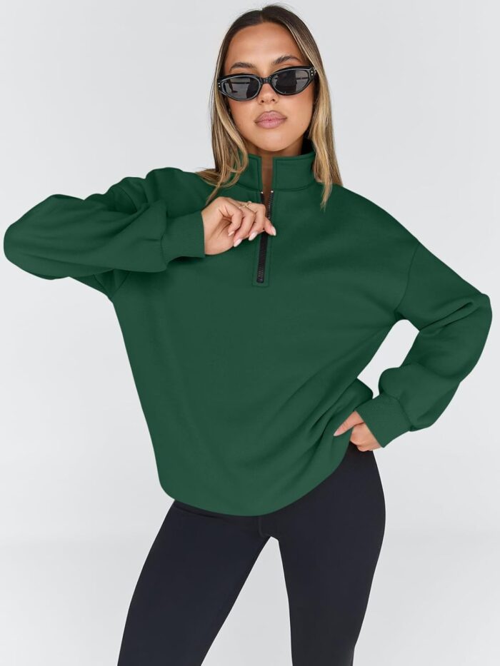 Trendy Queen Womens Oversized Sweatshirts Fall Fashion Hoodies Half Zip Pullover Long Sleeve Shirts Clothes Outfits - Image 2