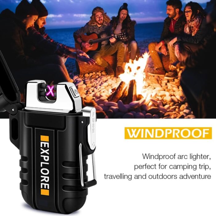 LcFun Waterproof Electric Lighter Windproof Dual Arc USB Rechargeable Flameless Plasma Lighters for Camping Hiking Survival Tactical Gear Gifts for Men Fathers Husband - Image 7