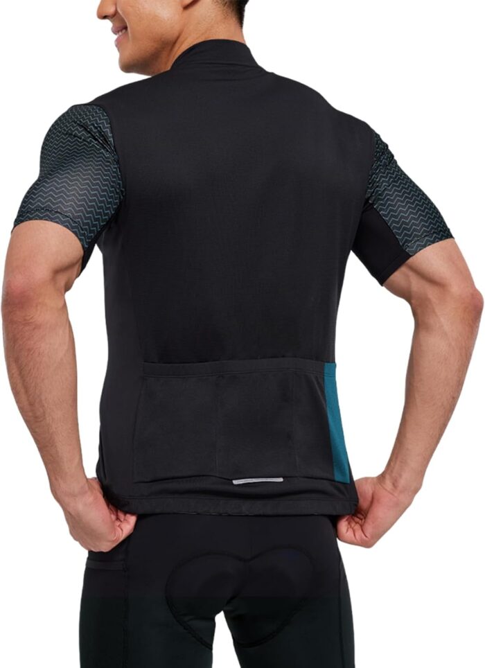 Santic Men's Cycling Jersey Short Sleeve Tops Pro Road Bike Shirt Full Zipper UPF 50+ MTB Jersey with Pockets - Image 3
