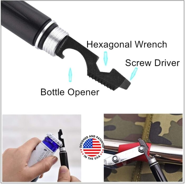 The Most Loaded 6-in-1 Tactical Pen: Solves Other Brands' Weaknesses,Self Defense Tip + Flashlight + Ballpoint + Bottle Opener + Screw Driver + Hexagonal Wrench, 5 Ink Refills + 6 Batteries + Gift Box - Image 6
