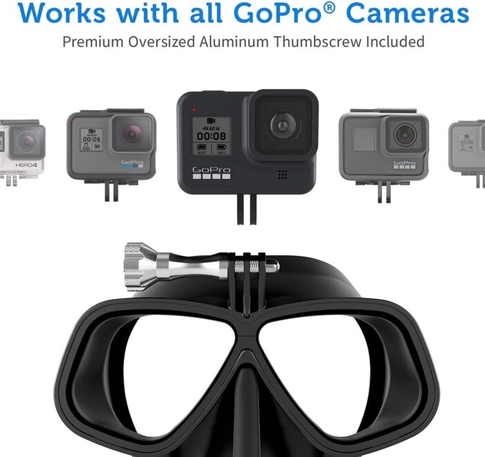 Frameless Dive Mask w/Mount for All GoPro Hero Cameras for Scuba Diving, Snorkeling, Freediving (Clear)… - Image 2