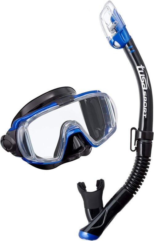 TUSA Sport Adult Visio Tri-Ex Black Series Mask and Dry Snorkel Combo