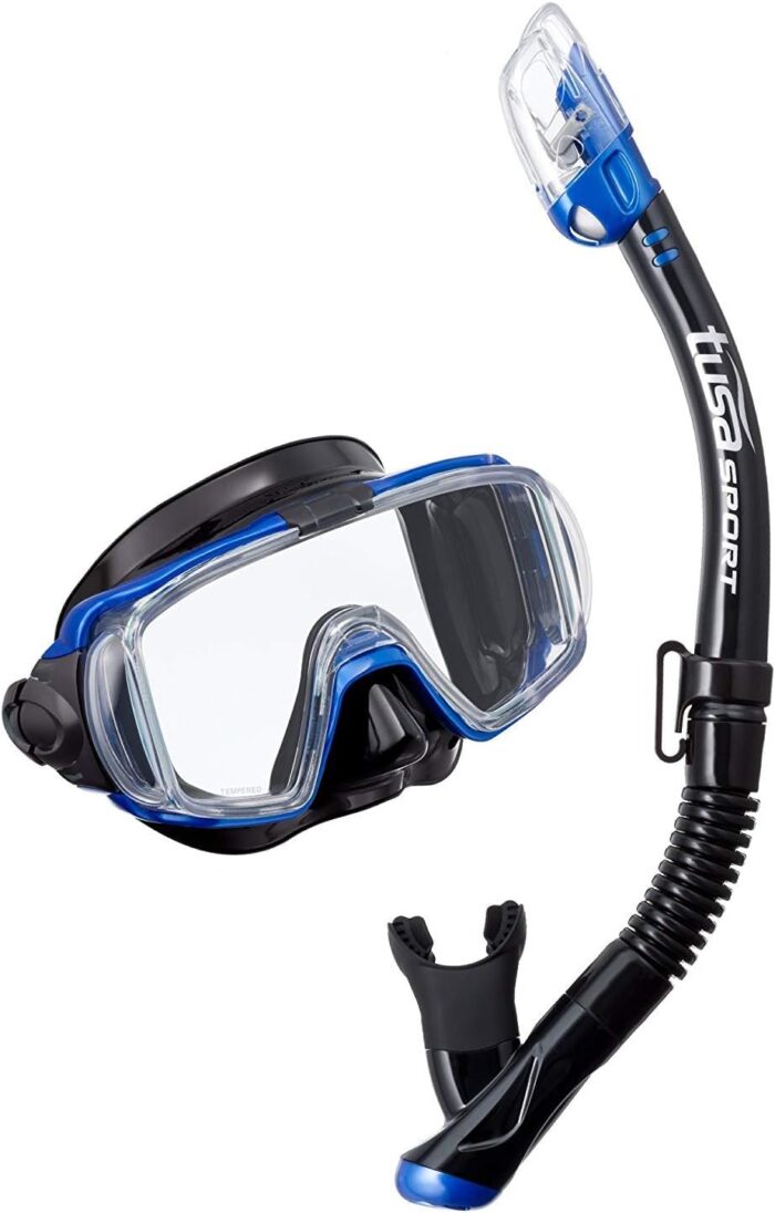 TUSA Sport Adult Visio Tri-Ex Black Series Mask and Dry Snorkel Combo