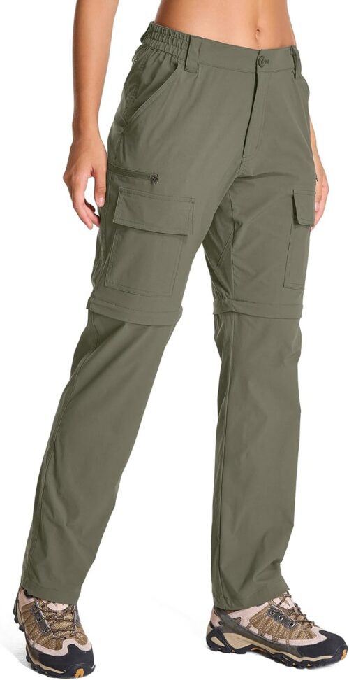 Womens Hiking Pants Convertible Quick Dry Stretch Lightweight Zip Off Outdoor Safari Pants with Cargo Pockets