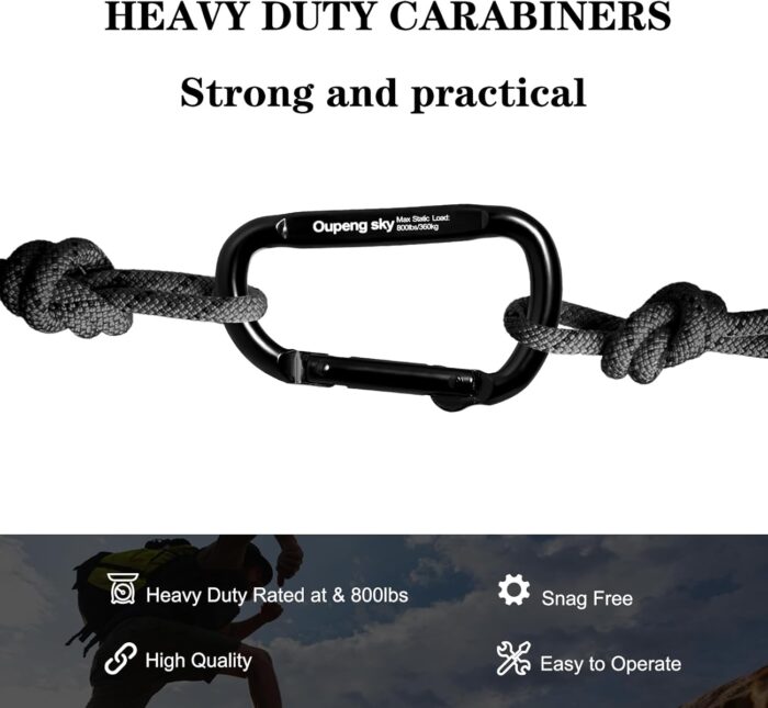 Carabiner Clip - Heavy Duty Carabiners Carabeaner D Ring Shape,Key Chain Clip Hook,Keychain Clip,Multipurpose for Camping, Hiking,Backpacking or Other Outdoor Activities. - Image 6