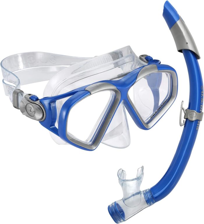 U.S. Divers Cozumel DX Seabreeze Adult Snorkeling Combo Set with Adjustable Mask, Snorkel, and Medium Fins (Men's 6.5-8/Women's 5-9.5),Blue/Silver,SR2594016M - Image 2