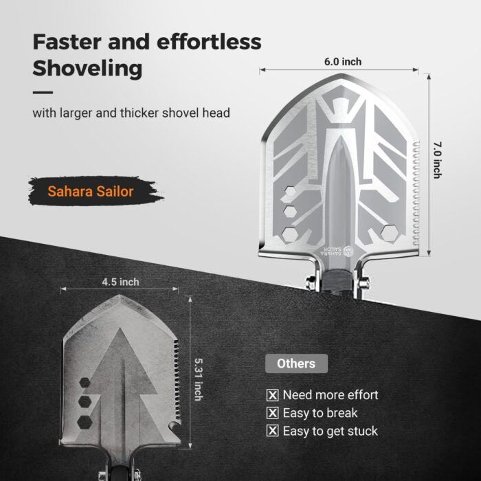 Sahara Sailor Unbreakable Tactical Shovel-180 Degree Folding Shovel-Camping Shovels - 23 in 1 Survival Gear and Equipment Multifunctional Camping Gear Survival Tools for Caping Hiking - Image 2