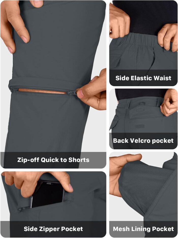 FREE SOLDIER Men's Outdoor Convertible Hiking Pants with Belt Lightweight Quick Dry Tactical Cargo Pants Nylon Spandex - Image 5