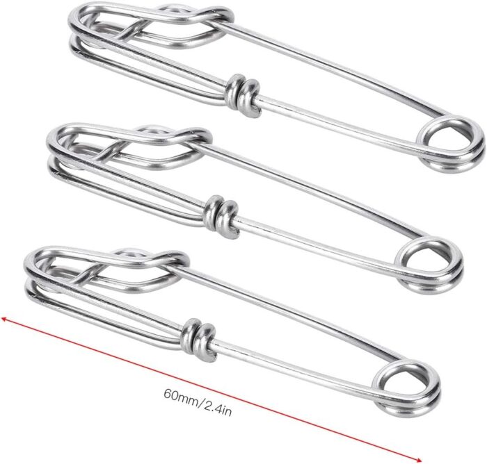 Fishing Clips, Pack of 15 Stainless Steel Tuna Clips Longline Branch Hangers Snap Fishing Tackle Connector Fishing Accessory Easy On Off Mountaineering Camping Supplies - Image 5