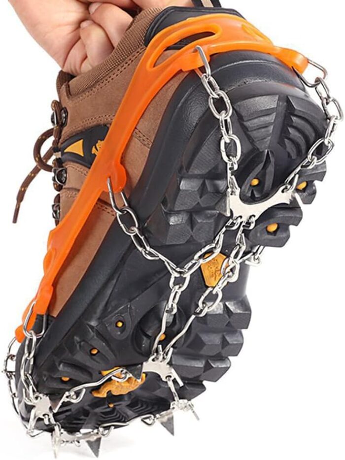 Ice Cleats,Spikes CramponsTraction Snow Grips for Boots Shoes Women Men Kids, Anti Slip Stainless Steel Footwear Spikes for Hiking Fishing Walking Climbing Ice Mountaineering - Image 5