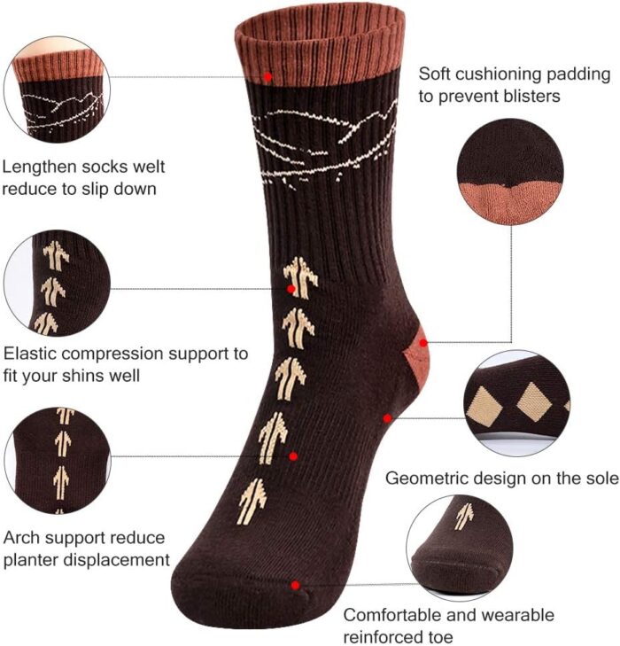 Time May Tell Mens Hiking Socks Moisture Wicking Cushion Crew Socks for Terkking,Outdoor Sports,Performance 2/4 Pack - Image 4