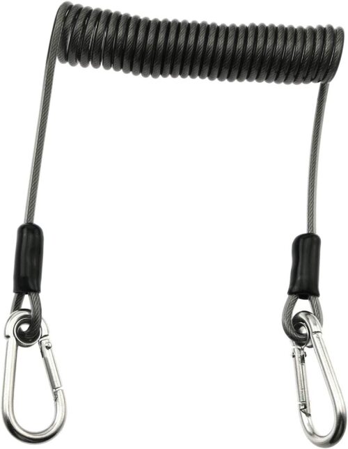 Fishing Coiled Lanyard Stainless Steel Wire Lost Hand Rope Telescopic Rope Hook Loss Prevention Fishing Accessories Tools for Mountaineering, Fishing, Boating, Hiking, Camping and Hunting