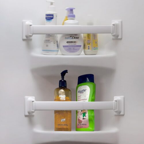 Adjustable RV Shower Corner Storage Bar- Durable Aluminum RV Corner Caddy for Shower Organization- Perfect for Travel Trailer, Camper Inside Storage and Organization- 2 Packs