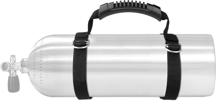 Scuba Diving Tank Carrier, Heavy-Duty Webbing 316 Stainless Steel Adjustable Tank Holder Air Cylinder Carrier Strap with Ergonomic Handle, Non-Slip Pad, and Dive Flag Design Black - Image 7