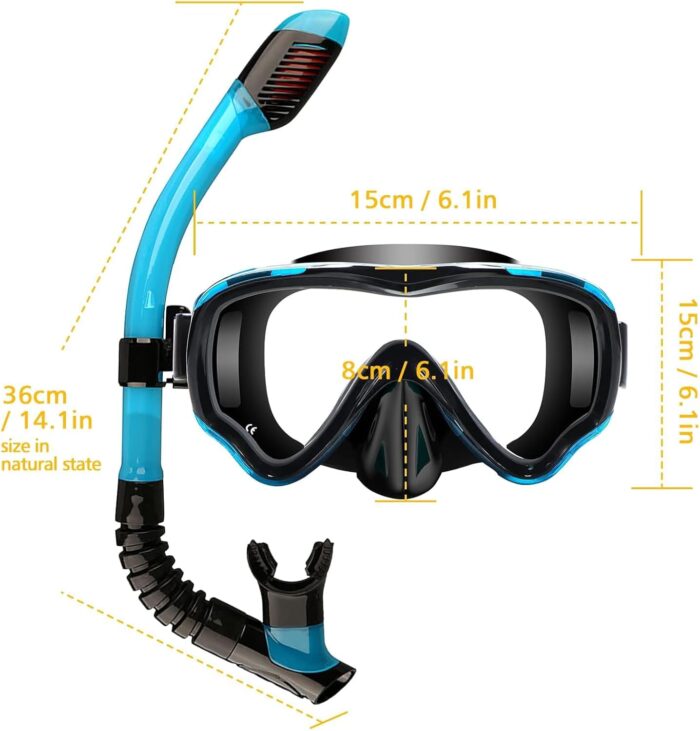 Snorkeling Set for Kids, Full Dry Snorkeling Mask Set for Adults, Anti-Fog Protection, Unisex,HD Panoramic View, Snorkeling Gear for Kids 2-14 Age - Image 6