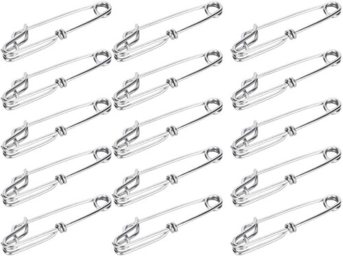 Fishing Clips, Pack of 15 Stainless Steel Tuna Clips Longline Branch Hangers Snap Fishing Tackle Connector Fishing Accessory Easy On Off Mountaineering Camping Supplies
