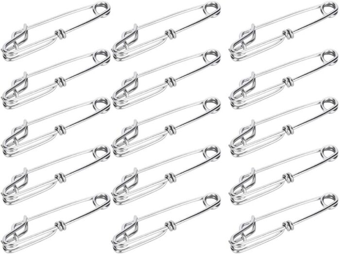Fishing Clips, Pack of 15 Stainless Steel Tuna Clips Longline Branch Hangers Snap Fishing Tackle Connector Fishing Accessory Easy On Off Mountaineering Camping Supplies
