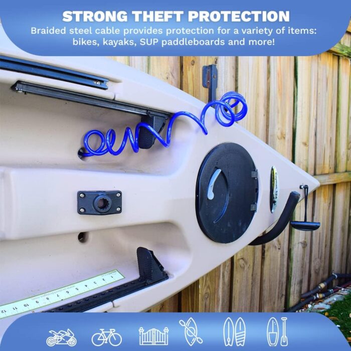 Weatherproof Coiled Security Cable Lock (5ft to 25ft Lengths) with Resettable Combination, Anti-Theft Protection for Kayaks, Bikes, Paddleboards, Scooter, Equipment, Bicycles and More - Image 2