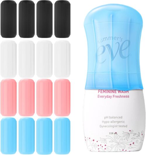 16 Pack Silicone Bottle Cover,Travel Essential for Women Men,Cruise Ship Essentials 2025,Beach Vacation Essentials,Travel Size Toiletries,Airplane Travels Accessories Elastic Sleeves for Leak Proofing