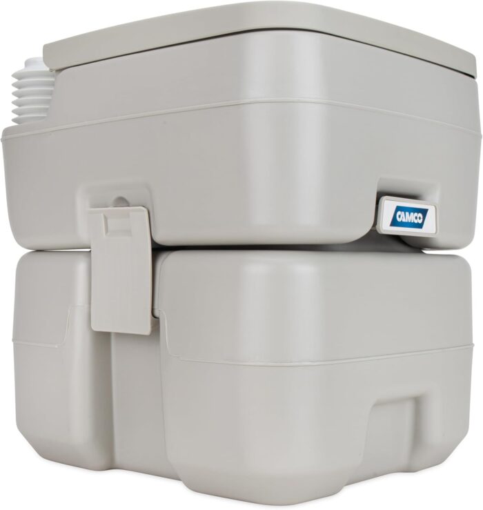 Camco 5.3-Gallon Portable Toilet - Features Detachable Holding Tank w/Sealing Slide Valve & Bellow-Type Flush - Easy Transport w/Compact Lightweight Design & Carry Handle - Gray (41541) - Image 6
