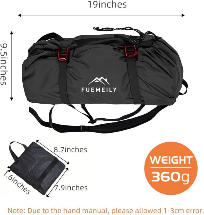 Rock Climbing Rope Bag, Large Capacity Folding Rope Storage Backpack with Ground Sheet, Adjustable Straps Outdoor Climbing Gears Orange - Image 4
