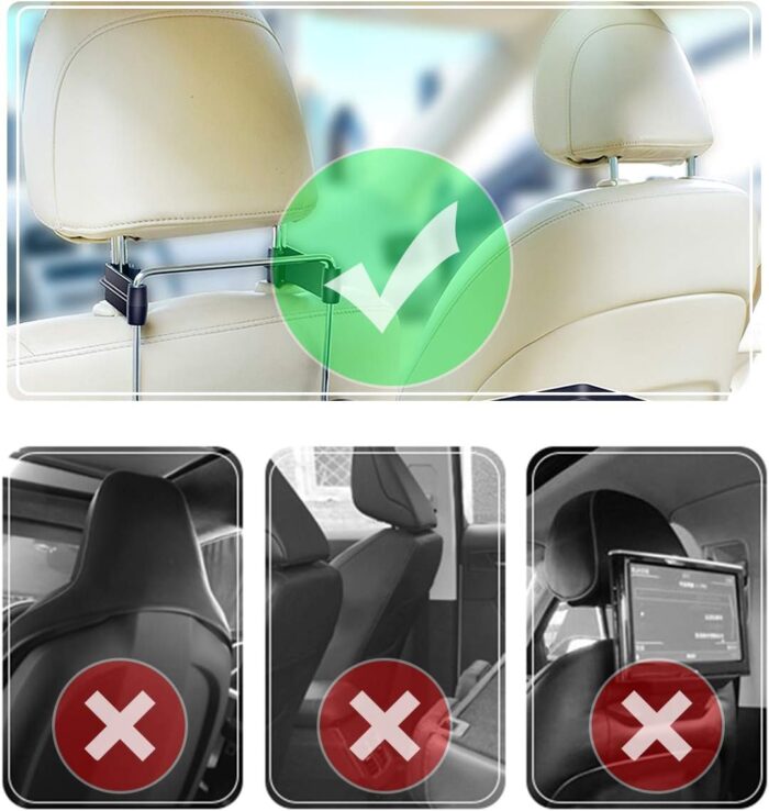 2 in 1 Car Steering Wheel Tray/Back Seat Headrest Tray for Eating Food Drink and Writing Laptop Work, Black Car Desk - Image 4