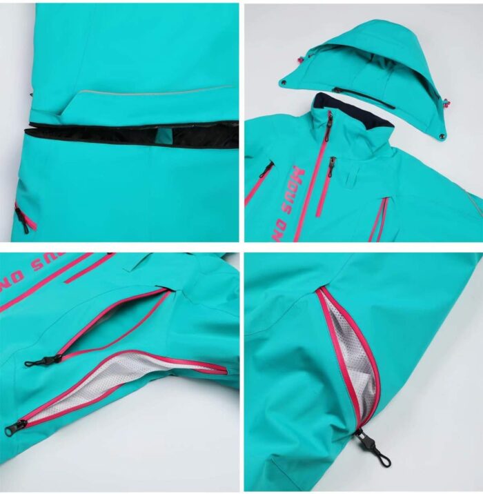 Women One Pieces Ski Suits Waterproof Warm Insulated Ski Jumpsuit Removable Hood Snowsuit for Snow Sport - Image 5