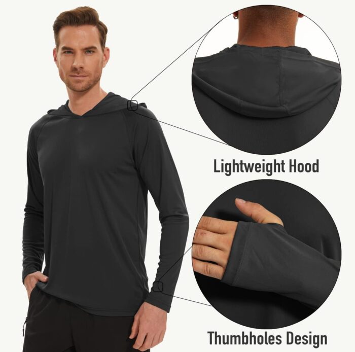 MAGCOMSEN Men's Hooded UPF 50+ Sun Protection T Shirts Long Sleeve Athletic Fishing Shirts Rash Guards - Image 5