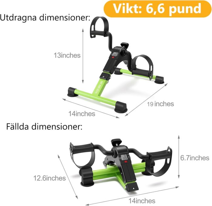 Pedal Exerciser Desk Exercise Bike Leg and Arm Bike with LCD Monitor Foldable (black/green) - Image 8