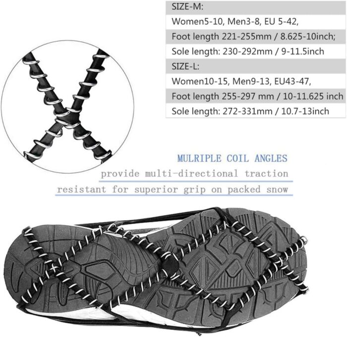 Ice Cleats, Highly elastic Traction Cleats Grippers with tape Straps and Storage Bag, Anti Slip Walk Traction Cleats for Hiking Walking on Snow and Ice - Image 2