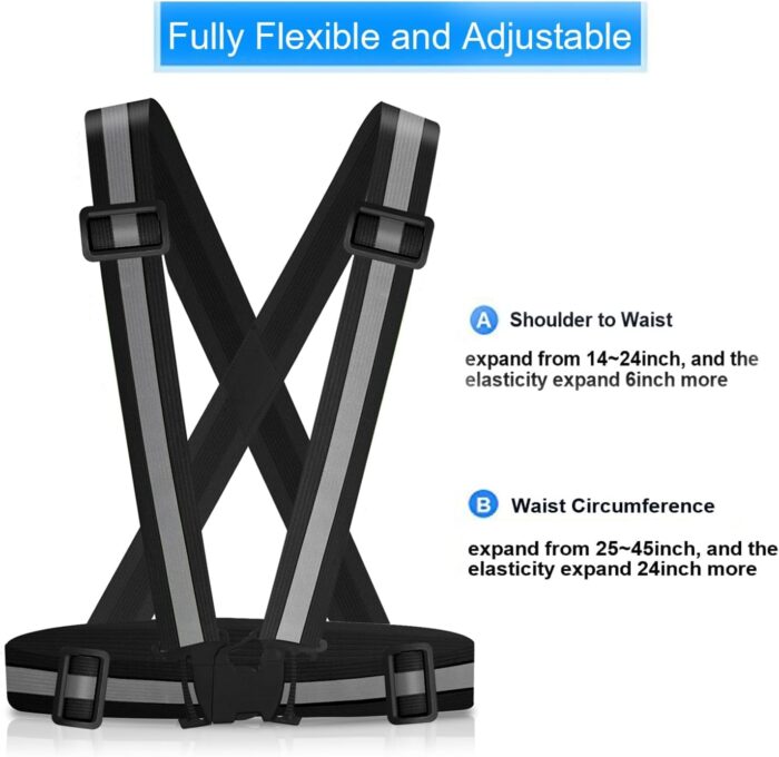 Reflective Vest Running Gear, 2Pack High Visible Safety VES for Cycling Jogging Running Walking, Adjustable for Men Women Kids - Image 3