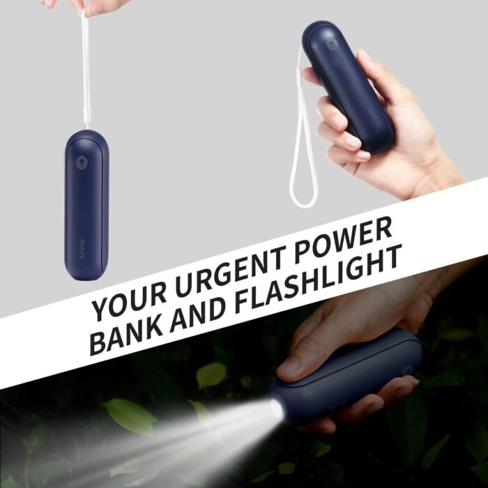 JISULIFE Portable Handheld Fan, Mini 3 In 1 with Rechargeable Battery, Personal Pocket Fan for Travel, Outdoor, USB Power Bank, Flashlight, Essential Ideal Gifts for Men/Women/Family/Friends - Blue - Image 7