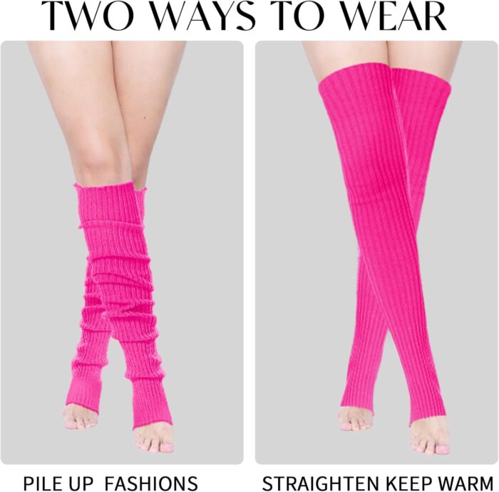 Buauty Leg Warmers 80s Party Ribbed Knit Outfits for Women Girls Fashion Y2k Winter Sports Neon Party Yoga Socks Accessories - Image 2
