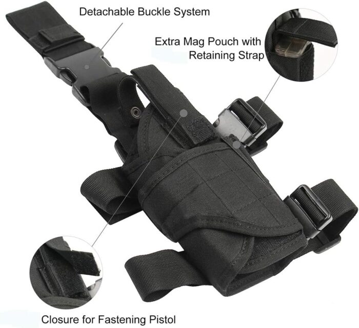 Drop Leg Holster, Right Handed Tactical Thigh Pistol Gun Holster Leg Harness - Image 3