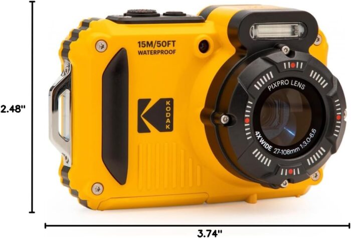 KODAK PIXPRO WPZ2 Rugged Waterproof Shockproof Dustproof WiFi Digital Camera 16MP 4X Optical Zoom 1080P Full HD Video Vlogging Camera 2.7" LCD (Yellow) - Image 11