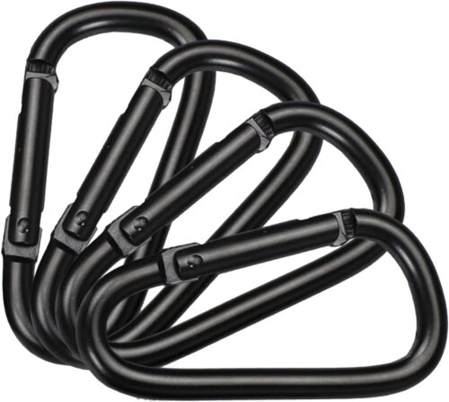 4Pcs Black Small Carabiner Clips Aluminum Alloy Spring Snap Hooks Mountaineering Buckle Outdoor Camping D Rings Clip Hook D Rings Clip Hook Mini Keychain Carabiner Outdoor Gear Accessories