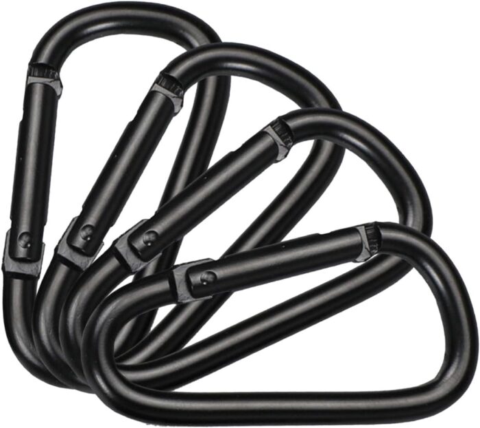 4Pcs Black Small Carabiner Clips Aluminum Alloy Spring Snap Hooks Mountaineering Buckle Outdoor Camping D Rings Clip Hook D Rings Clip Hook Mini Keychain Carabiner Outdoor Gear Accessories